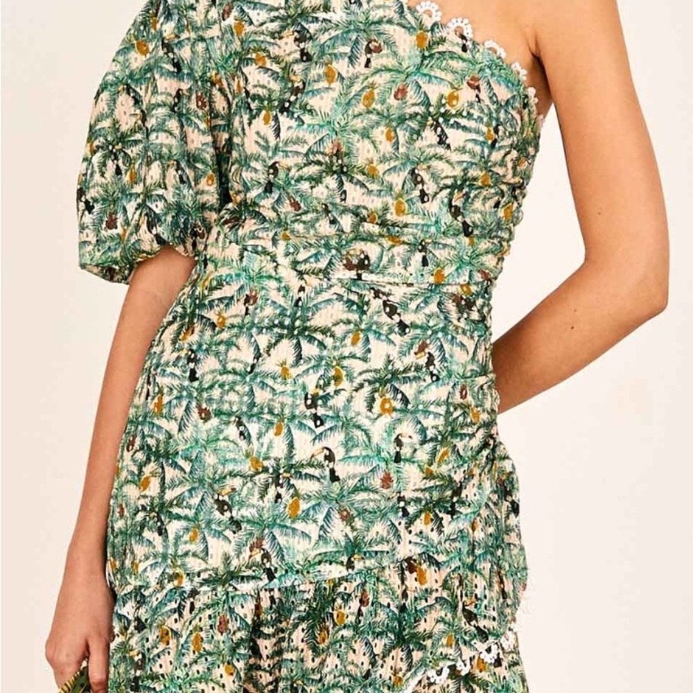 FARM Rio One-Shoulder Jungle Print Dress